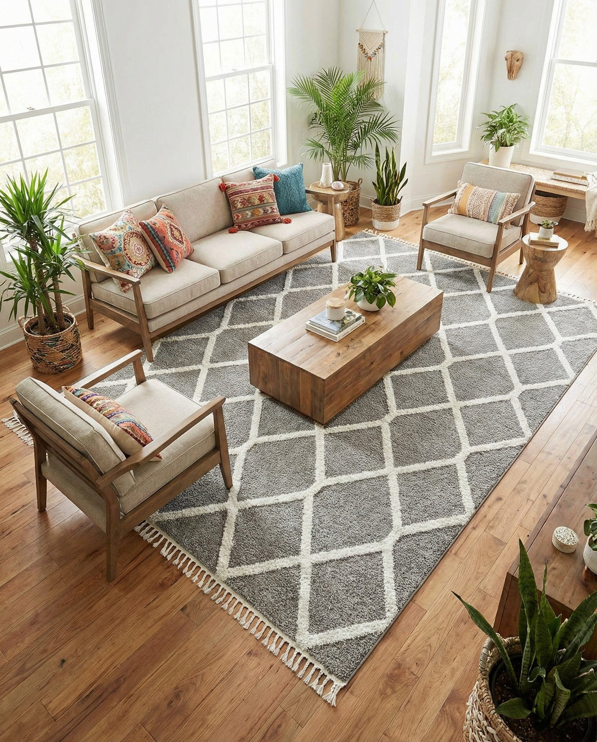 Sahara Chic Collection Area Rug -  Tuareg Rectangle Gray  lifestyle 32