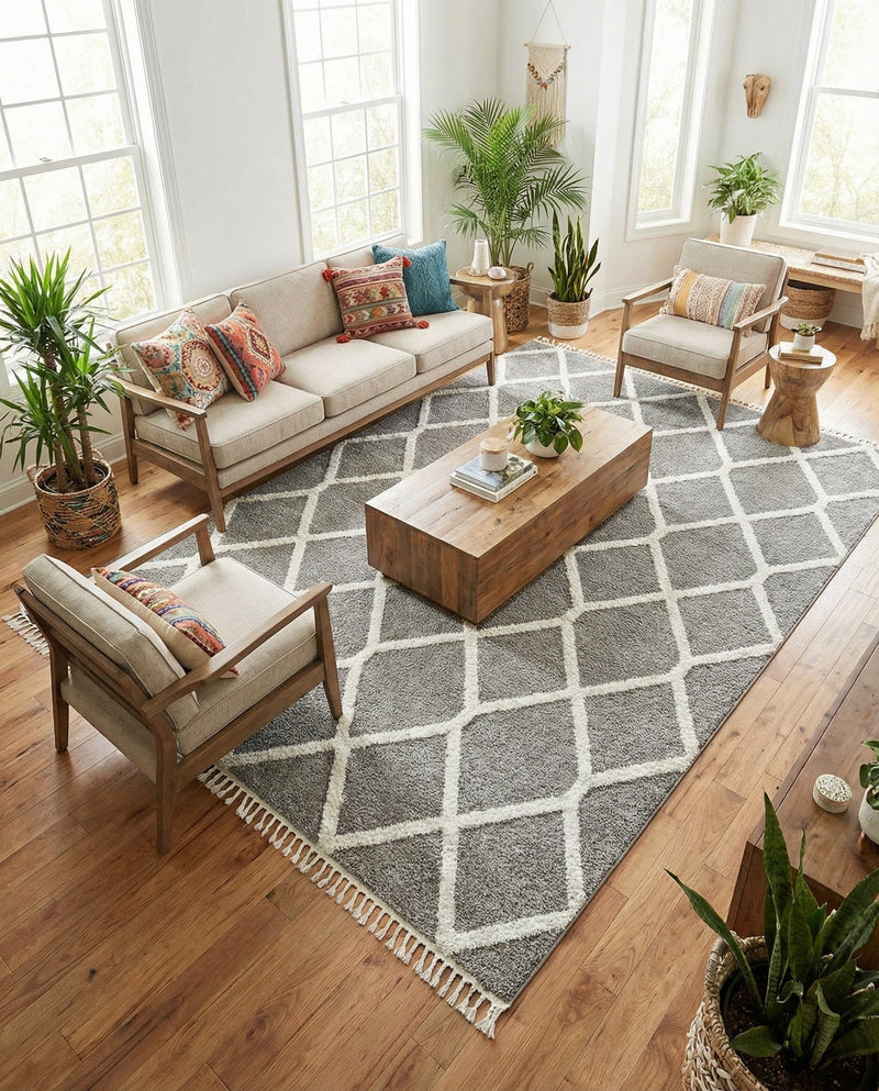 Sahara Chic Collection Area Rug -  Tuareg Rectangle Gray  lifestyle 32