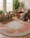 Mykonos Manor Collection Area Rug -  Tinos (Salmon Pink) Round Salmon Pink  lifestyle 69