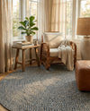 Highland Woven Jute Collection Area Rug - Glenmore (Navy Blue) Round Navy Blue  lifestyle 67