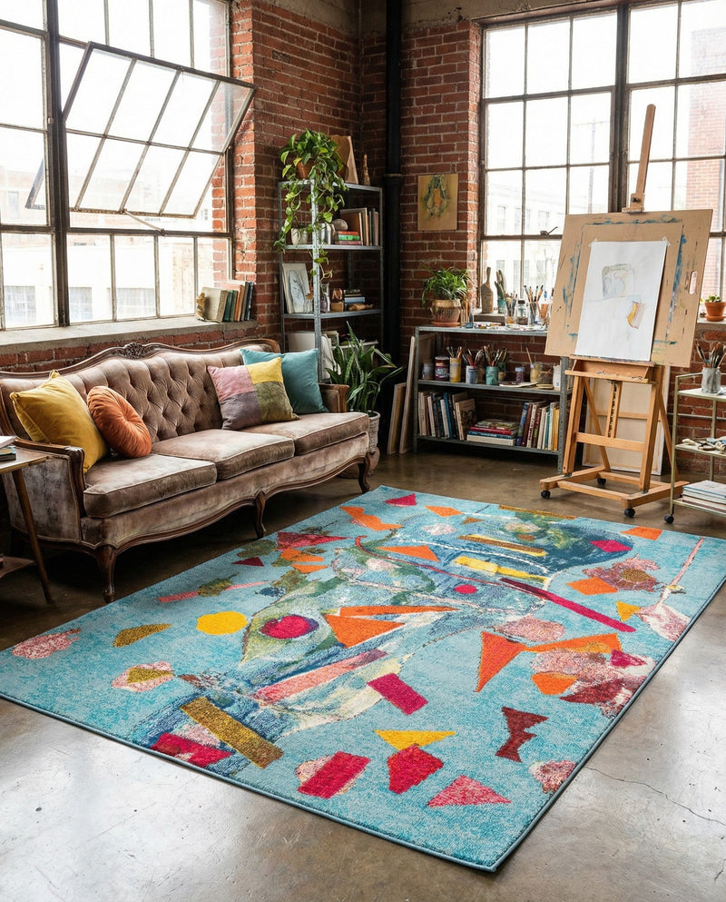 Colorburst Oasis Collection Area Rug -  Fresco Rectangle Aqua  lifestyle 7