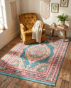 Caribbean Breeze Collection Area Rug -  Windward Rectangle Turquoise  lifestyle 64