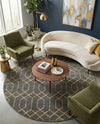 Hollywood Luxe Collection Area Rug - Sunset (Gray Gold) Round Gray Gold  lifestyle 47