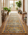 Seville Stripes Collection Area Rug -  Malaga (Yellow) Runner Yellow  lifestyle 32