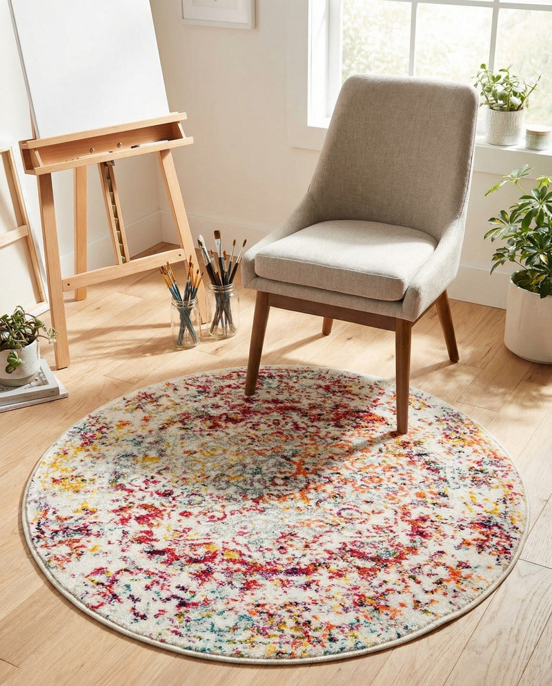 Georgetown Rugs Collection Area Rug - Dupont (Light Multi) Round Light Multi  lifestyle 57