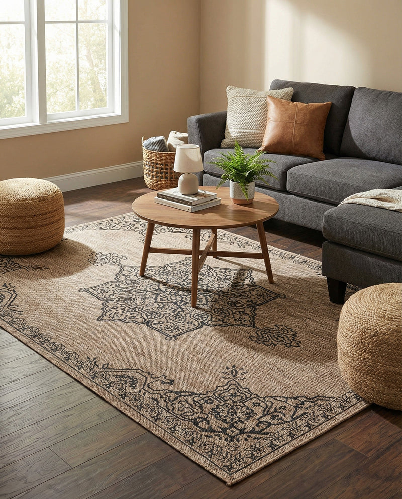 Patio Heritage Collection Area Rug -  Charleston (Beige) Rectangle Beige  lifestyle 13