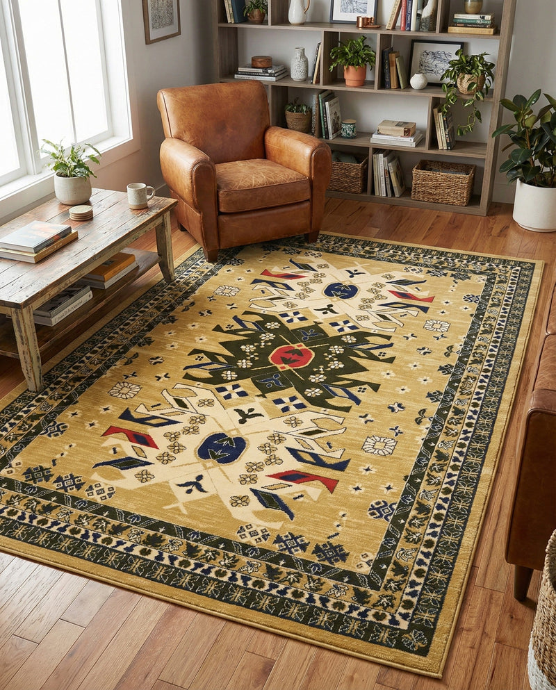 Tabriz Tapestries Collection Area Rug - Azerbaijan (Cream) Rectangle Cream  lifestyle 21