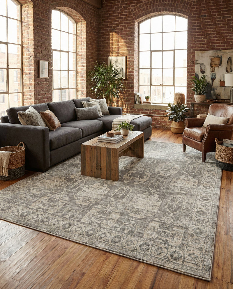 Seville Stripes Collection Area Rug -  Granada (Gray) Rectangle Gray  lifestyle 21