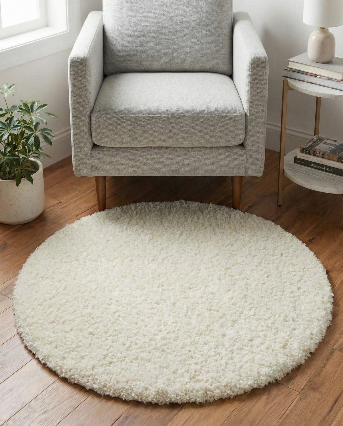 Plush Oasis Collection Area Rug - Serenity (Snow White) Round Snow White  lifestyle 122