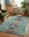 Venetian Tapestry Collection Area Rug -  Giudecca Rectangle Turquoise  lifestyle 23