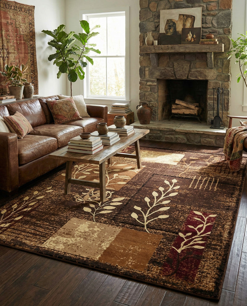 Bistro Lounge Collection Area Rug -  Affogato Rectangle Brown  lifestyle 14