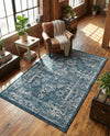 Savannah Elegance Collection Area Rug - Magnolia Rectangle Navy Blue  lifestyle 22