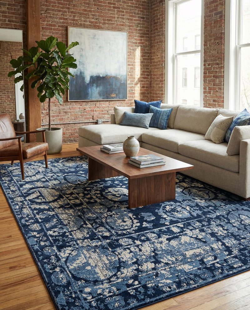 Horizon Collection Area Rug -  Zenith Rectangle Blue  lifestyle 51