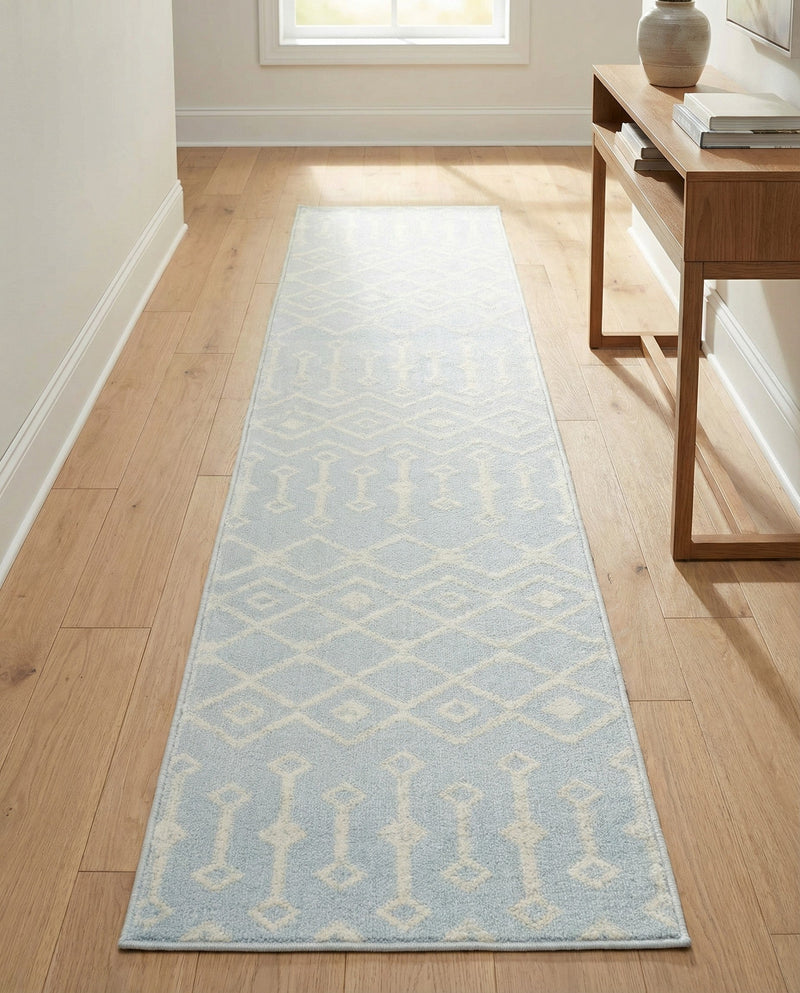 Marrakech Lattice Collection Area Rug - Medina (Light Blue) Runner Light Blue  lifestyle 28