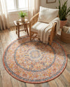 Seville Stripes Collection Area Rug - Cadiz (Brick Red) Round Brick Red  lifestyle 22