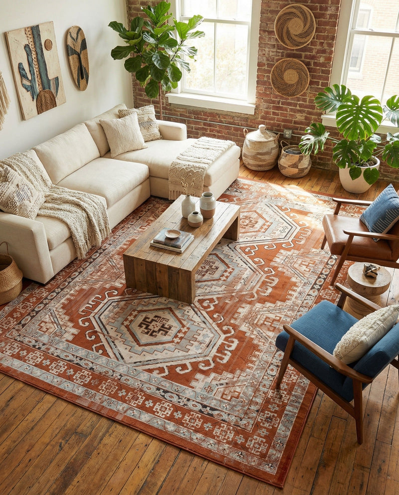 Savannah Elegance Collection Area Rug -  Tybee (Terracotta) Rectangle Terracotta  lifestyle 19