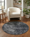 Sahara Essence Collection Area Rug - Oasis (Black) Round Black  lifestyle 64