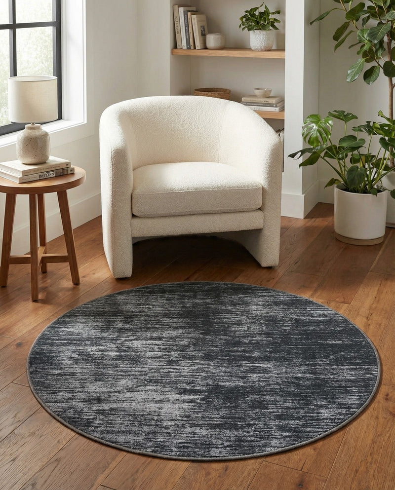 Sahara Essence Collection Area Rug - Oasis (Black) Round Black  lifestyle 64