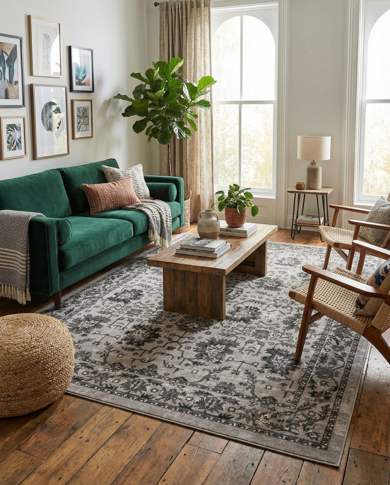 Geneva Terrace Collection Area Rug -  Lausanne Rectangle Light Gray  lifestyle 24