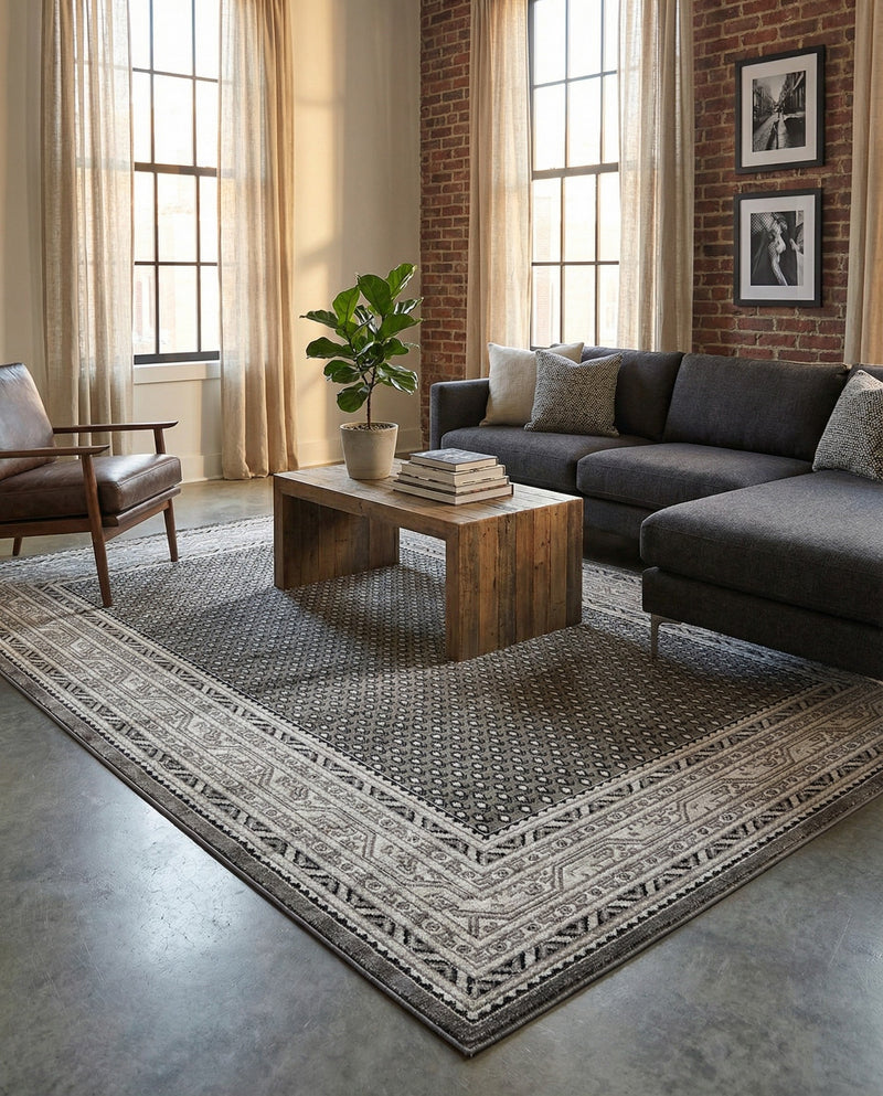 Soho Elegance Collection Area Rug -  Mercer (Gray) Rectangle Gray  lifestyle 17