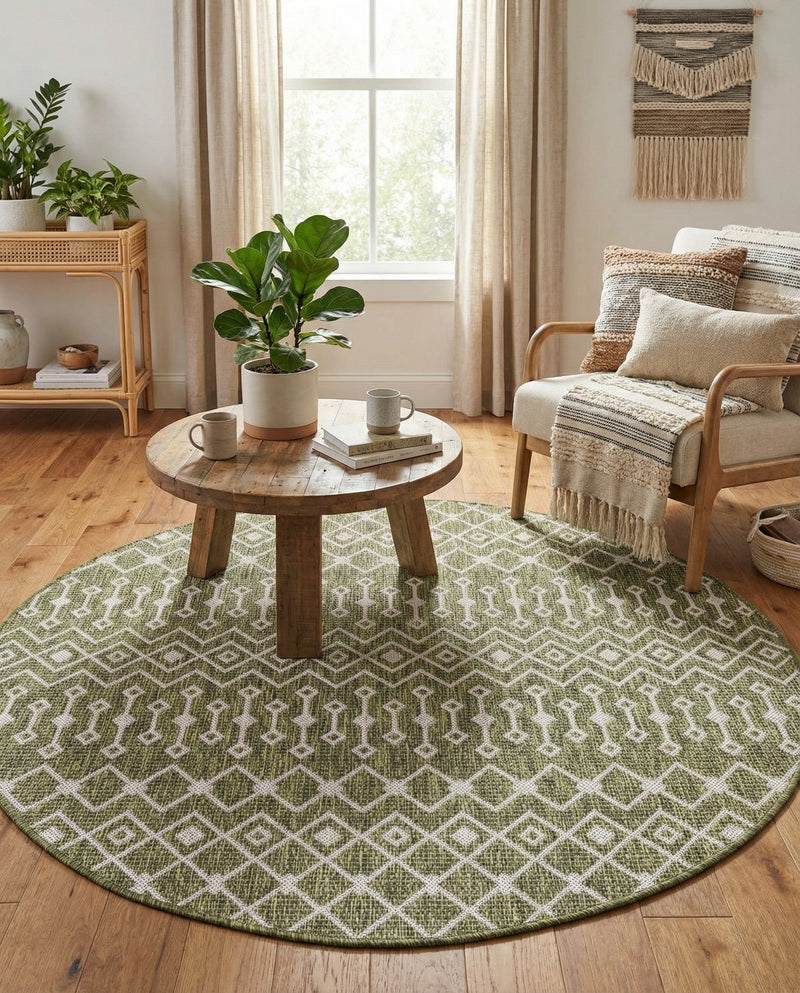 Savannah Pergola Collection Area Rug -  Pergola (Green) Round Green  lifestyle 81