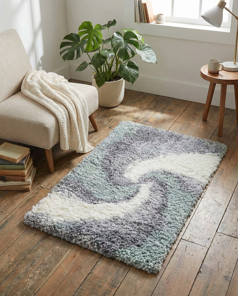 Cozy Haven Shag Collection Area Rug -  Oasis Rectangle Sage Green  lifestyle 60