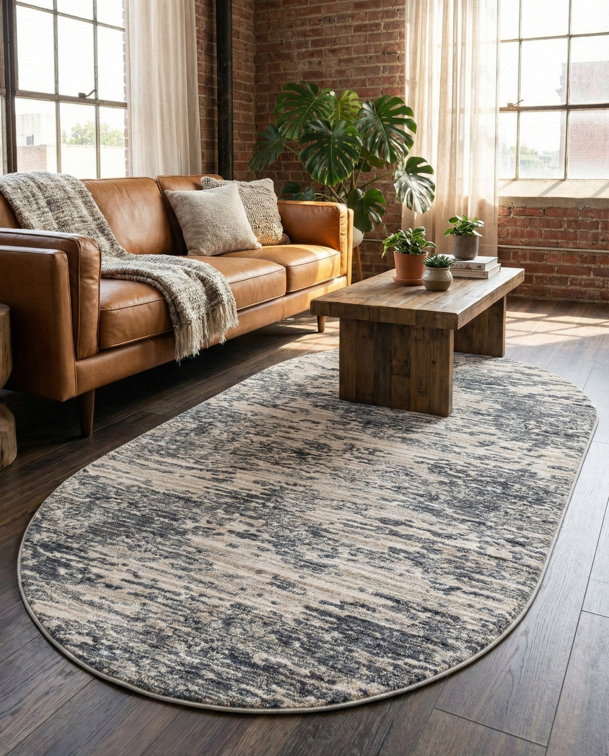 Serenity Sands Collection Area Rug - Dunescape Oval Gray  lifestyle 133