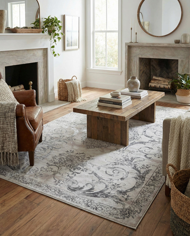 Bloomsbury Elegance Collection Area Rug - Mayfair Rectangle Gray  lifestyle 64