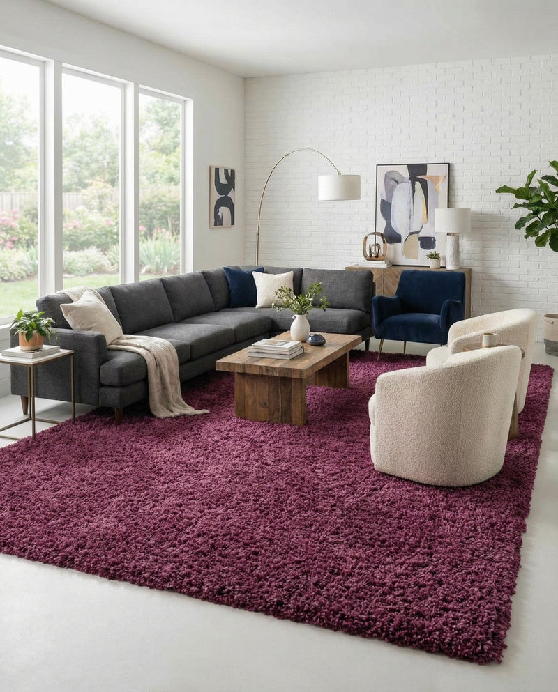 Plush Oasis Collection Area Rug - Serenity (Eggplant Purple) Rectangle Eggplant Purple  lifestyle 15