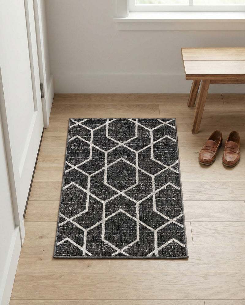 Geo Garden Lattice Collection Area Rug - Savannah Rectangle Charcoal Gray  lifestyle 31