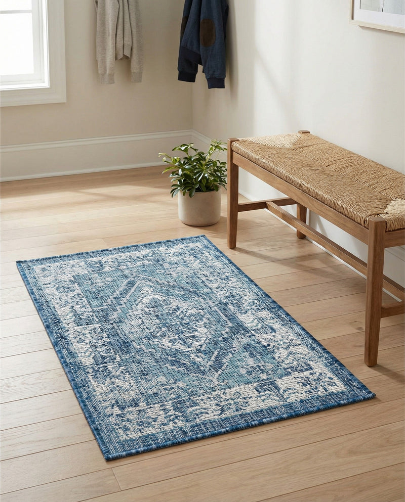 Patio Heritage Collection Area Rug -  Augusta (Blue) Rectangle Blue  lifestyle 34