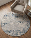 Aegean Elegance Collection Area Rug -  Milos Round Gray Blue  lifestyle 53