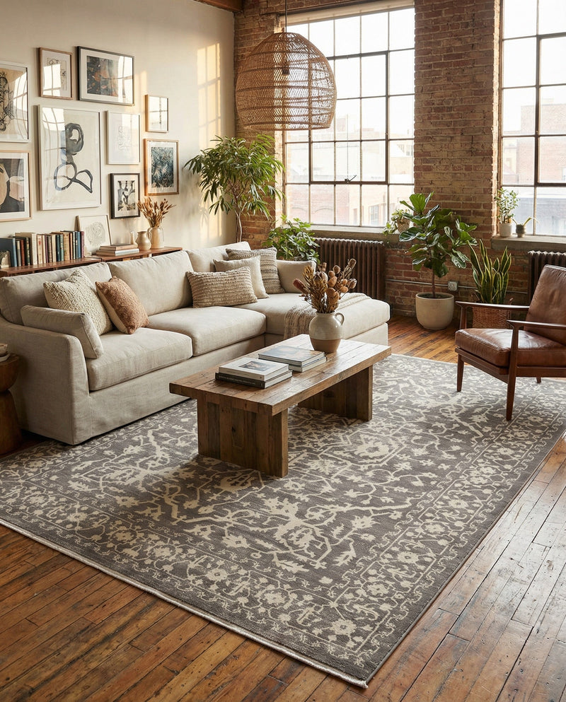 Rustic Charm Revival Collection Area Rug - Farmstead Rectangle Light Gray  lifestyle 43