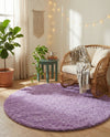 Plush Oasis Collection Area Rug - Serenity (Lilac) Round Lilac  lifestyle 61