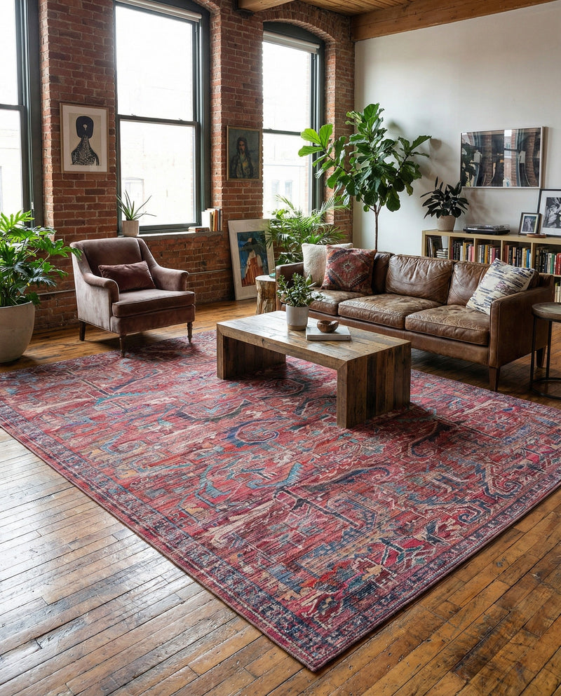 Zahara Oasis Collection Area Rug -  Tangier Rectangle Rust Red  lifestyle 16