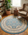 Persian Elegance Collection Area Rug -  Mashhad Round Blue  lifestyle 70