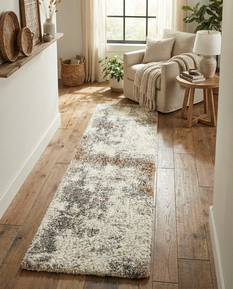 Cozy Haven Shag Collection Area Rug -  Tranquility (Khaki) Runner Khaki  lifestyle 68