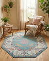 Arcadia Rugs Collection Area Rug - Eden (Aqua and Blue) Octagon Aqua and Blue  lifestyle 75