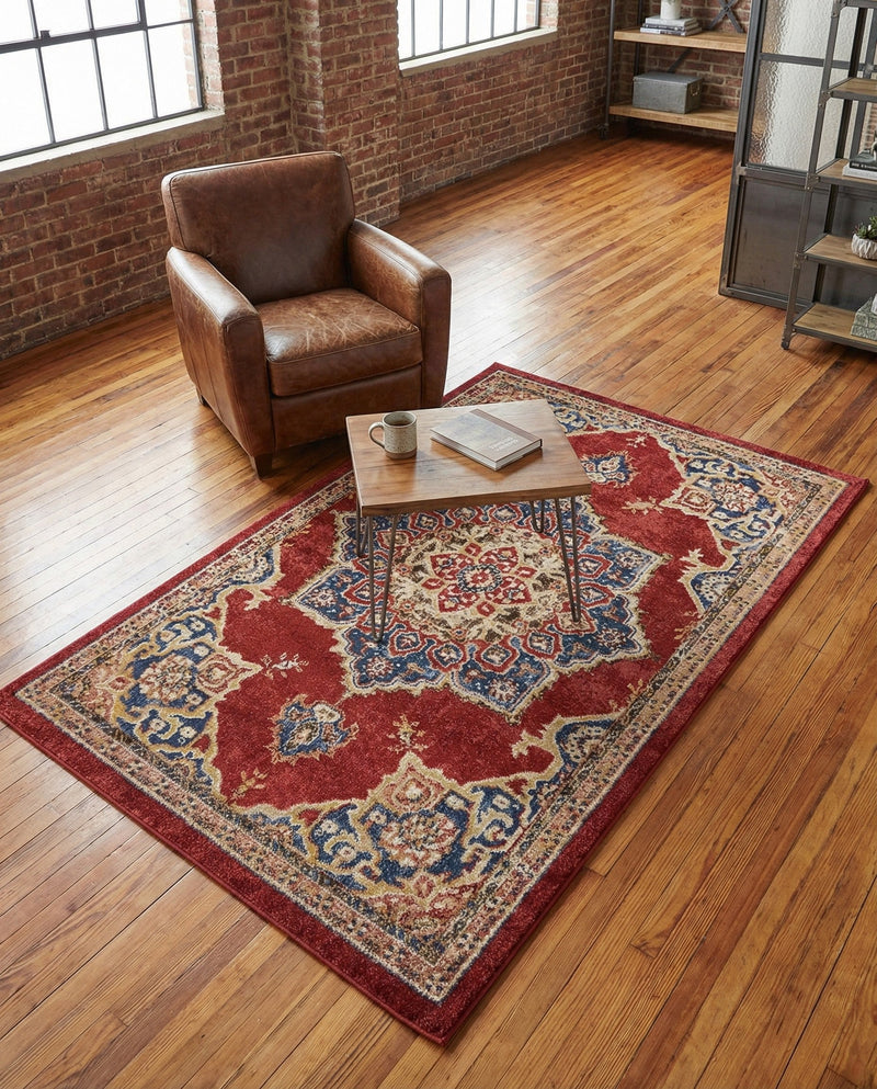 Eden Oasis Collection Area Rug -  Tranquility (Burgundy) Rectangle Burgundy  lifestyle 6