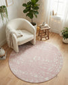 Brighton Stripes Collection Area Rug - Sussex (Pink) Round Pink  lifestyle 45