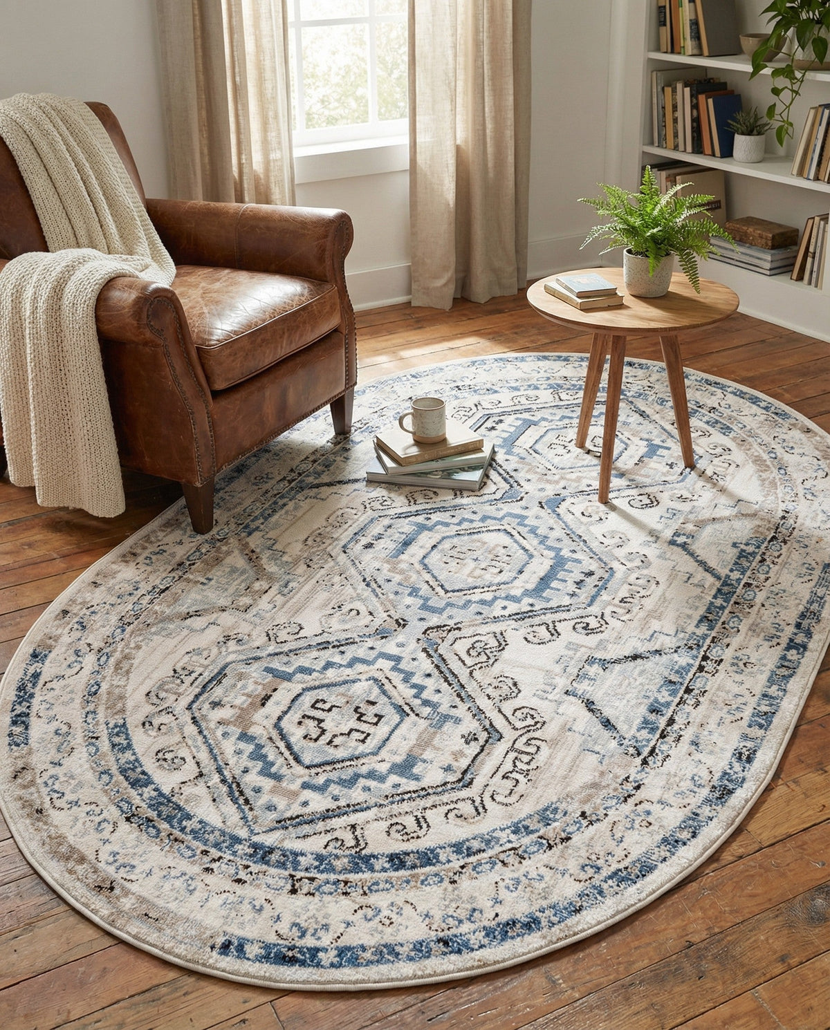 Savannah Elegance Collection Area Rug -  Tybee (Gray Blue) Oval Gray Blue  lifestyle 82