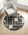 Urban Terrace Collection Area Rug -  Parkside Round Black and White  lifestyle 21