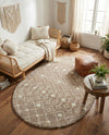 Berber Lattice Shag Collection Area Rug - Atlas (Light Brown) Oval Light Brown  lifestyle 57