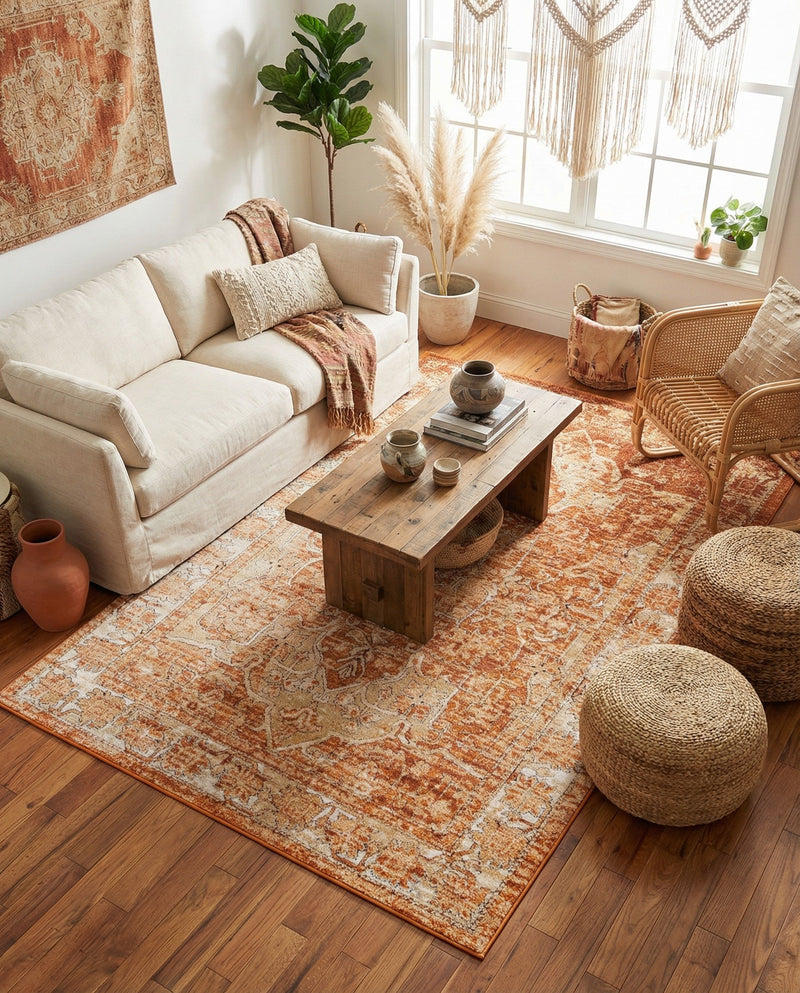Savannah Soiree Collection Area Rug -  Everglade (Rust Red) Rectangle Rust Red  lifestyle 10