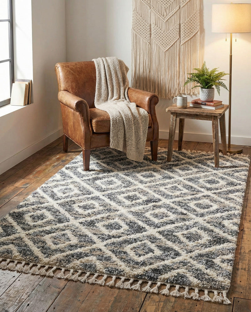 Cozy Cove Shag Collection Area Rug -  Dunes Rectangle Gray  lifestyle 35