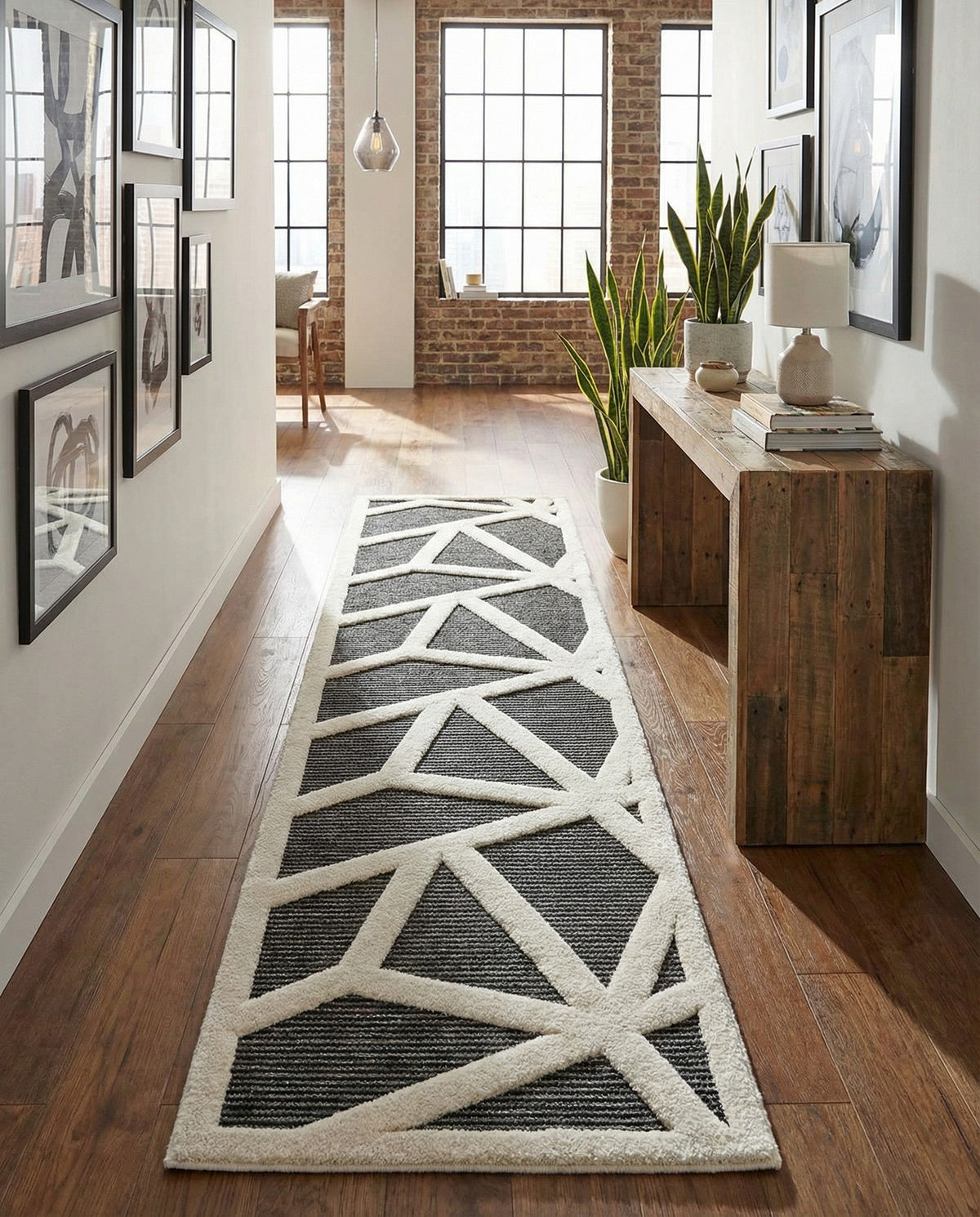 Monochrome Collection Area Rug -  Onyx Runner Gray  lifestyle 135
