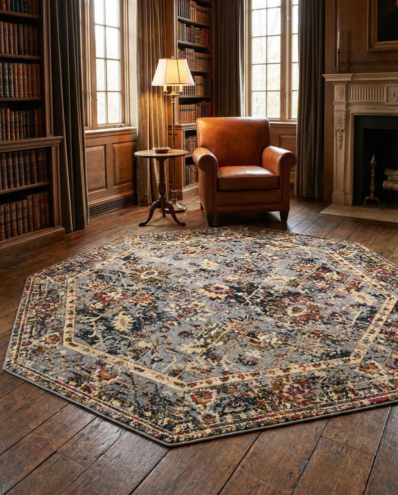 Neptune Elegance Collection Area Rug -  Galatea (Blue) Octagon Blue  lifestyle 30