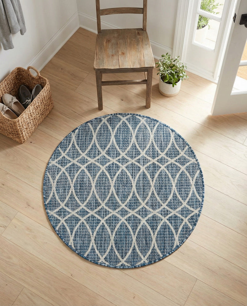 Savannah Pergola Collection Area Rug -  Pavilion (Blue) Round Blue  lifestyle 56