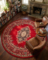 Tabriz Tapestry Collection Area Rug - Azerbaijan (Red) Round Red  lifestyle 44