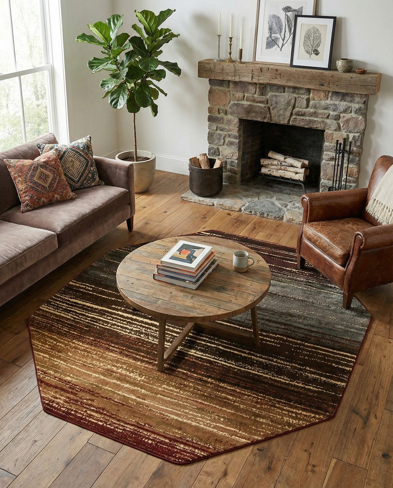 Bistro Lounge Collection Area Rug -  Cortado Octagon Beige  lifestyle 46